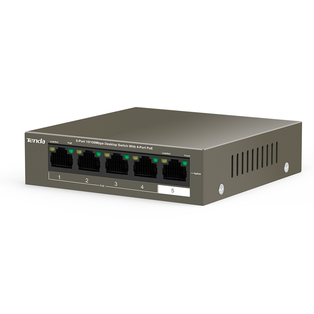 Tenda TEF1105P-4-63W – Switch PoE 5 Cổng 10/100Mbps với 4 Cổng PoE