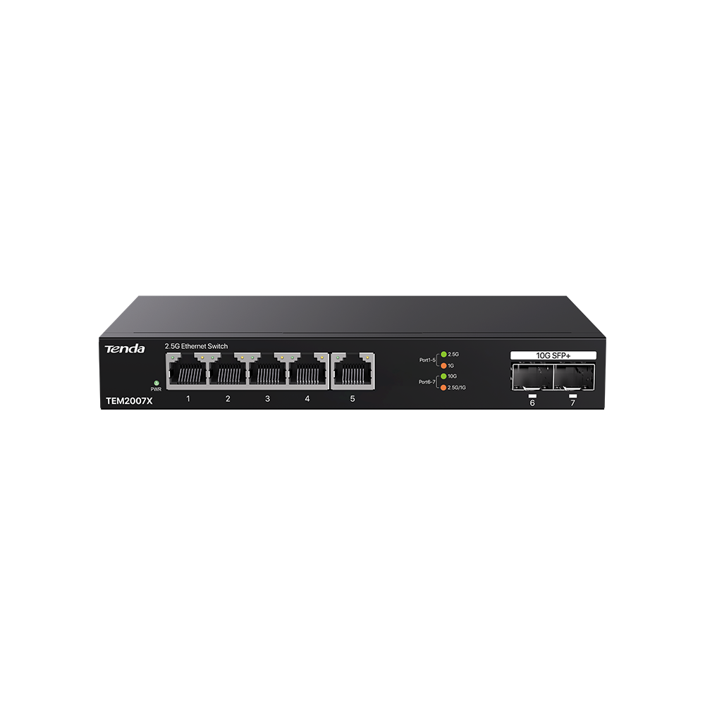 Tenda TEM2007X – Switch Ethernet 5 Cổng 2.5G với 2 Khe Cắm 10G SFP+