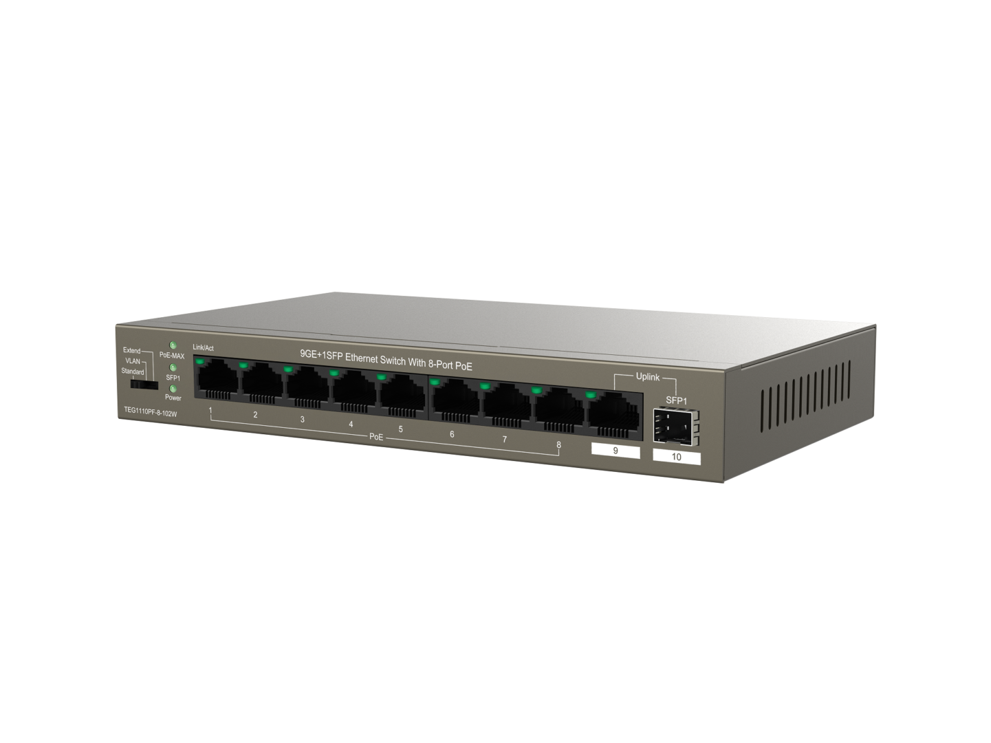 Tenda TEG1110PF-8-102W – Switch PoE 10 Cổng Gigabit với 8 Cổng PoE